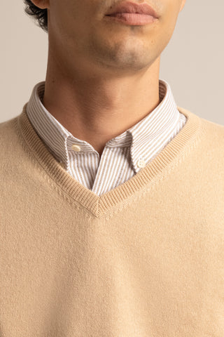 Vicuña V-Neck Sweater | Champagne