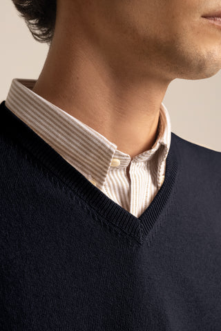 Vicuña V-Neck Sweater | Navy Blue