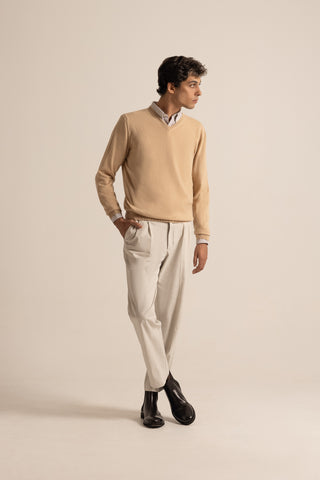 Vicuña V-Neck Sweater | Champagne