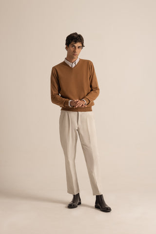 Vicuña V-Neck Sweater | Natural