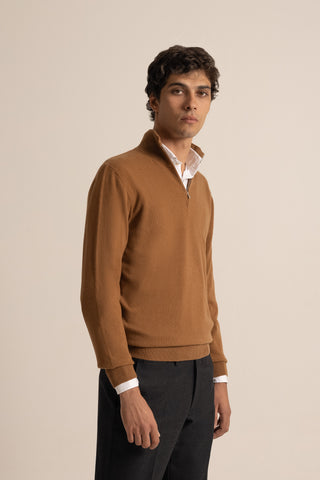 Vicuña Half Zip Funnel Sweater | Natural