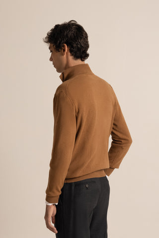 Vicuña Half Zip Funnel Sweater | Natural