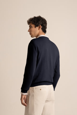 Vicuña V-Neck Sweater | Navy Blue