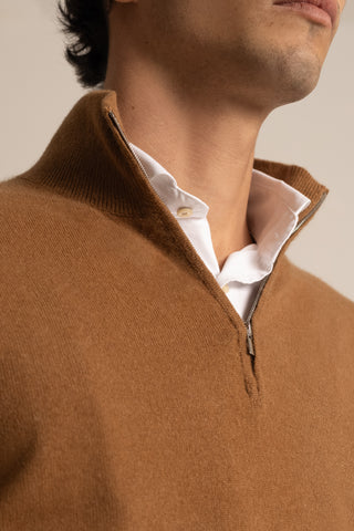Vicuña Half Zip Funnel Sweater | Natural